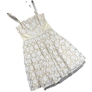 LIL‎ by Anthropologie Women's Hour by Hour Lace Dress in Cream Size 8 Tulle